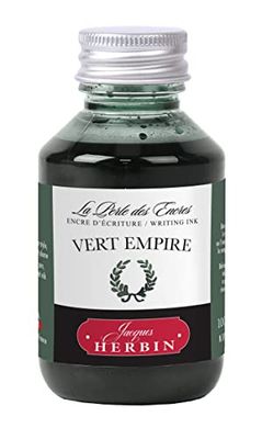 Jacques Herbin 17039T - Flacon d'encre à écrire 100ml - Stylo-Plumes, stylos Roller - Vert Empire
