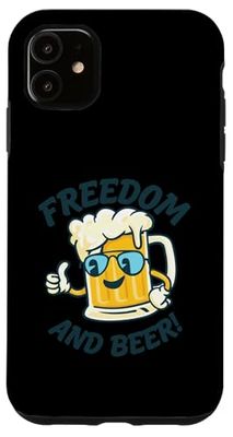 Freedom And Beer Funny Cartoon Mug Patriotic Custodia per iPhone 11