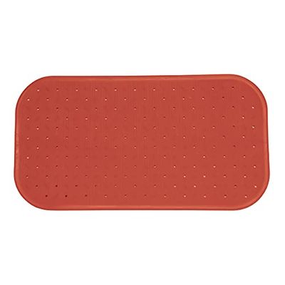 MSV Premium Shower, Bath mat, Antibacterial Non-Slip with Suction Cups, Terracotta red, Smells of Roses, Approx. 36 x 65 cm, Washable at 60 °C, Unique