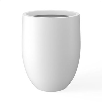 Kante Pots de Fleurs Ronds Hauts en béton pour intérieur et extérieur - pour Balcon, Jardin, terrasse, Blanc - 55,1 cm de Haut