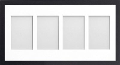 Allington Range 20x10-inch Black Picture Photo Frame with White 4-Aperture Mount for Image Size 6x4-inch (Portrait)