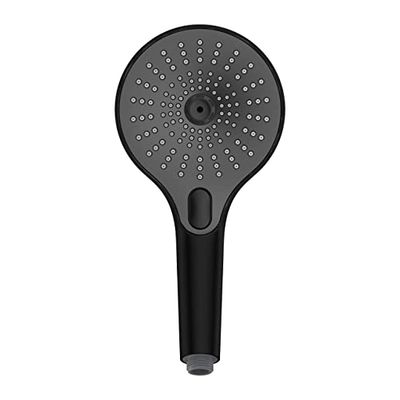 WENKO Soffione Doccia Ultimate Shower, Doccetta a Mano con 3 Funzioni, pochi Spruzzi e silenzioso, Plastica con Collegamento universale ½“, adatto per Riscaldatore di Flusso, Ø 13 cm, Nero/Grigio