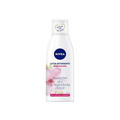 NIVEA Latte de Toilette Morbidezza Pelli Secche (1 x 200 ml), latte struccante occhi, detergente viso con olio di mandorle dolci, cura viso donna pelli sensibili