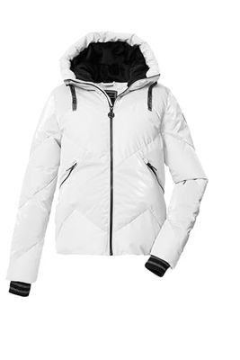 Killtec Giacca trapuntata da donna, effetto piumino con cappuccio e paraneve rimovibile, KSW 113 WMN SKI QLTD JCKT, colore bianco rotto, 36, 43618-000