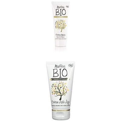 Duo Produit de beauté MARILOU BIO - Gamme Argan - Crème pour les mains - Crème anti age