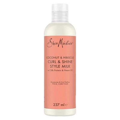 SheaMoisture Coconut & Hibiscus Curl & Shine Hair Styling Milk sulphate free and colour safe for thick, curly hair 237 ml