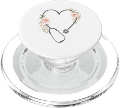 Estetoscopio de corazón floral Médico Médico MD PopSockets PopGrip para MagSafe