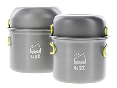 ust Duo Cook Kit met lichtgewicht, compacte, BPA-vrije geanodiseerde aluminium constructie voor kamperen, wandelen, noodgevallen en picknicks