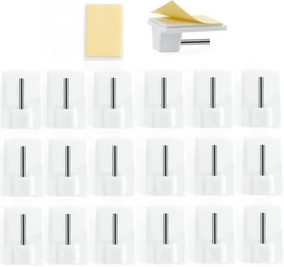 Kolamom 20 stuks gordijnhaken, extra sterk, zelfklevende gordijnhaken, wit