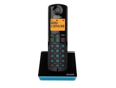 Alcatel S280 noir et bleu, mains libres, fonction blocage des appels indesirables, Repertoire 50 noms et numéros