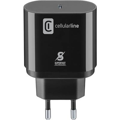 Cellularline | Caricabatterie da Rete | Caricabatterie da rete USB-C Super Fast Charge PD 25W