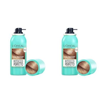 L'Oréal Paris Spray Ritocco Perfetto, Spray Istantaneo per Radici e Capelli Bianchi, Durata fino a 1 Shampoo, Colore: Biondo Scuro, 75 ml (Confezione da 2)