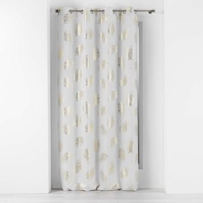 Douceur d'Intérieur, Rideau à Oeillets (140 X 260 Cm) Sunny Gold, Polyester Imprimé Métallisé