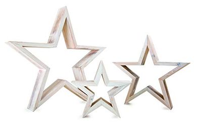 Small Foot 10212 - Figuras decorativas de estrela, branco, conjunto de 3 – figura decorativa, de madeira, 34 x 5,50 x 33 cm