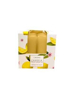 Lot de 4 bougies parfumées Pocket Season diamètre 3 cm hauteur 5,5 cm - Printemps/Été - Citron - Cereria Di Giorgio