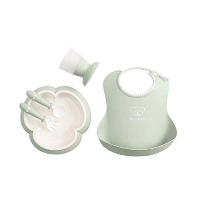 BabyBjörn Louça com babador, 5 peças, verde pastel
