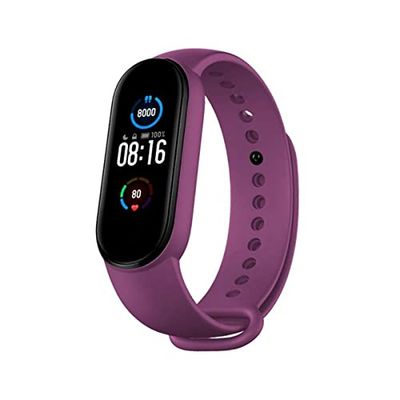 COOL armband voor Xiaomi Mi Band 5 / 6 / 7 / Amazfit Band 5, effen kleur, violet, Eén maat, Siliconen, 0