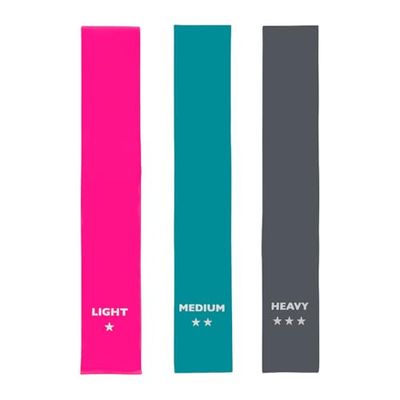 UPFIT - Fitness elastiekjes - Fitnessband - Bodybuilding fitness elastiek - 3 elastieken - 3 weerstandsniveaus (licht, medium & zwaar) - 3 kleuren: Roze, blauw & grijs - Robuust - Gebruiksvriendelijk