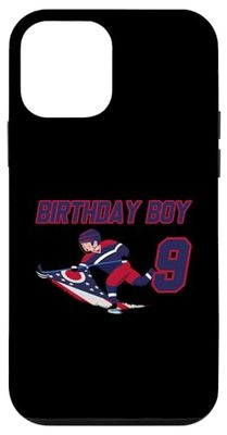 Carcasa para iPhone 12 mini Fiesta temática de hockey sobre hielo con bandera de Ohio para niño de 9 cumpleaños