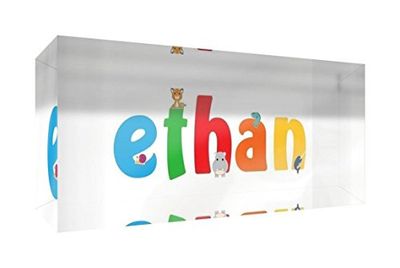 Little Helper påminnelse dekoration akryl transparent polerad som diamant stil illustrativ färgglad med namnet de jeune pojkar Ethan 5 x 15 x 2 cm liten