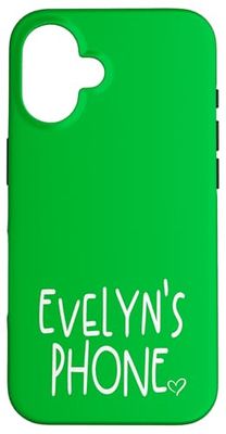 Evelyn's Phone Prénom personnalisé Evelyn Blanc Vert Coque pour iPhone 16