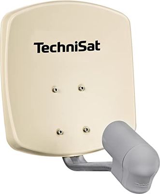 TechniSat SATMAN 45 - Schotelantenne voor 2 deelnemers (45 cm kleine satellietinstallatie - complete set met wandbeugel en UNYSAT Twin-LNB) beige