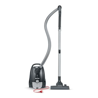 SEVERIN BC 7030 Stofzuiger met zak, compacte stofzuiger voor tapijten en harde vloeren, krachtige en stille stofzuiger met zak, 750 W, bereik 8 m, zwart, BC 7030