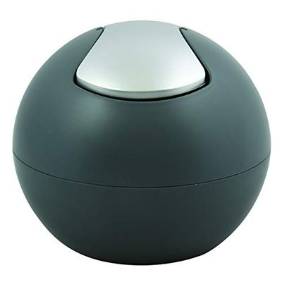 Spirella Poubelle Salle de Bains Récipient à cosmétiques 1 Litre Finition Brillante ou Mate Boîte à ordures à Couvercle pivotant Poubelle à Table Gris Mat