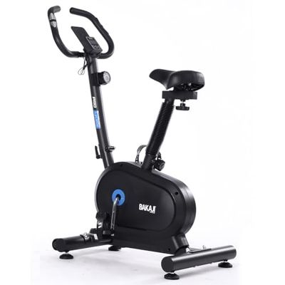 BAKAJI Bicicleta estática de casa con pantalla LCD y 8 niveles de resistencia, spinning Bike Fitness para entrenamiento cardiovascular, piernas, vientre, caderas con asiento acolchado ajustable