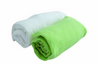 PMP Lot 2 Draps-Housses Jersey Blanc / Anis 60X120 cm
