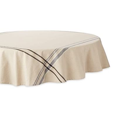 DII 100% algodão, design com riscas mesa tops, preto, 70 polegadas redondo