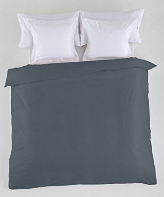 FUNDA NORDICA lisa color gris - Cama de 90 (1 pieza) - 50% algodón / 50% poliéster - 144 hilos. Gramage: 115