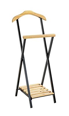 HAKU Möbel aparcacoches natural, negro, Madera maciza, metal - Dim.: AN 45 cm x AL 110 cm x P 45 cm, Estilo: Tradicional
