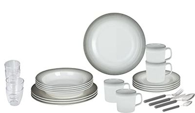 BRUNNER 0830154N.C5S Set Piatti, Bicchieri, Posate e Tazze Infrangibili in Melamina 36 Pz, all Inclusive Astralys