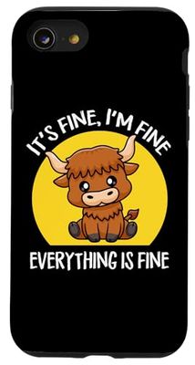 It's Fine I'm Fine Kawaii Heifer Scottish Highland Cow Lover Custodia per iPhone SE (2020) / 7 / 8