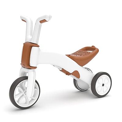 Chillafish Bunzi - Portador de bebé Convertible en draisiana, Andador evolutivo 2 en 1 con Asiento Ajustable para niños de 1 a 3 años, Ruedas silenciosas y duraderas, Camel