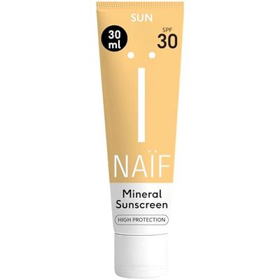 Naïf Body Sun Cream krem przeciwsłoneczny – chroni skórę przed promieniowaniem UVA i UVB – nie pozostawia śladów i szybko wchłania się dzięki naturalnym składnikom – LSF30 mini ochrona przed słońcem –