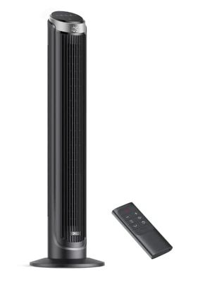 Dreo Cruiser Pro torenventilator met afstandsbediening, 7,3 m/s snelheid, 90° oscillerend, stille koeling, 4 modi, 12 uur timer, LED-display, vloer ventilator voor slaapkamer kantoor.