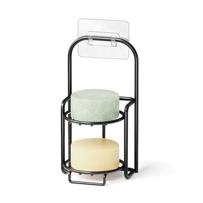 SpaceAid Support de Barre de shampooing à 2 Niveaux pour Douche, Porte-Savon Auto-drainant pour Mur de Salle de Bain et évier de Cuisine, Porte-Savon en Acier Inoxydable (Noir)