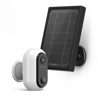 AVIDSEN HomeCam inteligentna kamera do monitoringu, na zewnątrz, w zestawie panel słoneczny, aplikacja na smartfon, bez abonamentu, autonomia, 100% bezprzewodowa, wykrywanie ruchu, Wi-Fi, widoczność w