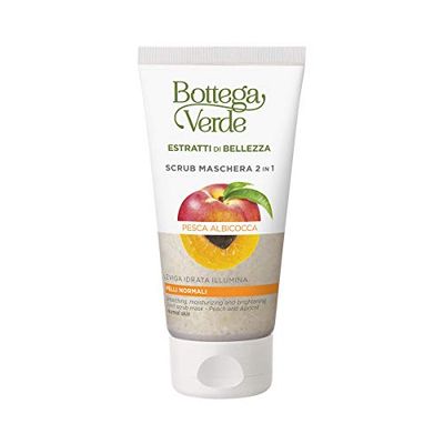 Bottega Verde - Scrub Maschera 2 in 1, 75 ml, con Pesca e Albicocca, Trattamento Levigante, Idratante e Illuminante, Ideale per Pelli Normali, Texture Cremosa per Esfoliare e Nutrire la Pelle