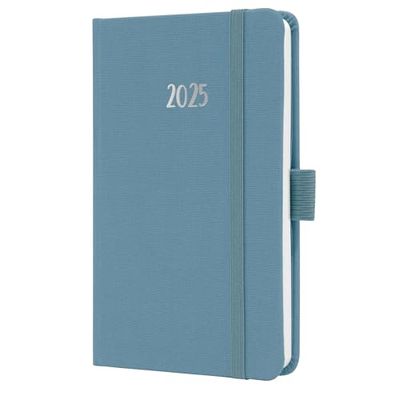 SIGEL J5400 Weekly Planner Jolie 2025, FSC-Certified, 2 Pages = 1 Week, hardcover with a Fabric Surface, Approx. A6, Blue, 174 Pages