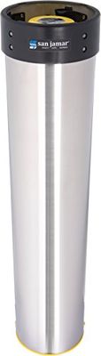 San Jamar C3500E Stainless Steel Surface Mount Beverage Foam Cup Dispenser, Fits 32oz to 46oz Cup Size, 4" to 4-7/8" Rim, 23-1/2" Tube Length
