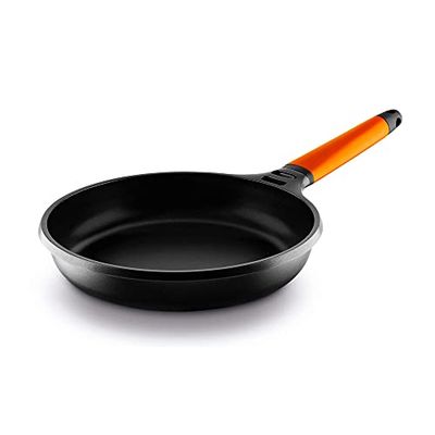 Fundix 24 cm Nonstick Cast Aluminium Induction Fry Pan with Removable Handle, Orange