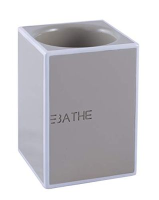 AWD Interior Toothbrush Beaker, Polyresin, Beige and White, 6,5 x 6,5 x 9 cm