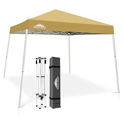 EAGLE PEAK 3 m x 3 m pop-up luifeltent met schuine poot, onmiddellijke buitenluifel, eenvoudige installatie, opvouwbare schuilplaats (beige)