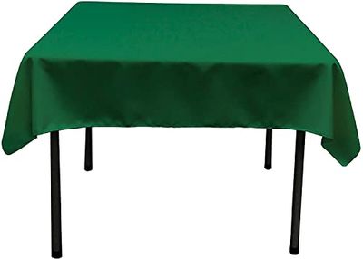 O linho poliéster popeline toalha de mesa quadrada, poliéster, verde esmeralda, 132 x 132 x 0,04 cm