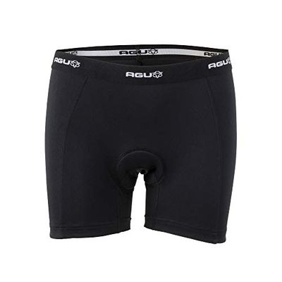 AGU Essential Ciclisti Donna, Intimo da Ciclismo da Donna, Pantaloncini Bici Donna con Elastico, 100% Poliestere con Imbottitura Green 95 - Nero - XS