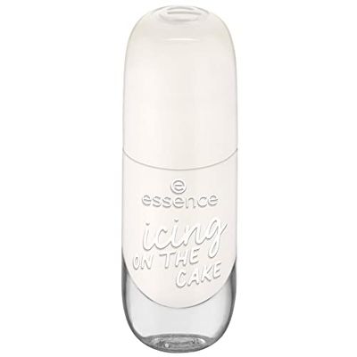 Essence Gel Nail Colour, Gel Polish, No. 03 Icing On The Cake, White, Express Result, Long-Lasting, Natural, Gely, Shiny, No Acetone, Vegan, Microplastic Particles Free (8 ml)