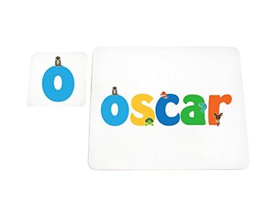 Little Helper OSCAR-COASTERPLACEMAT-15DE Dessous de verre et sets de table personnalisés avec nom de fille Finition brillante